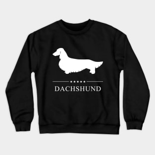 Longhaired Dachshund Dog White Silhouette Crewneck Sweatshirt